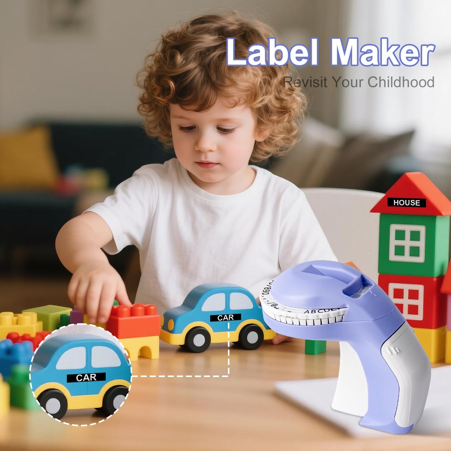 YUECOLOUR Embossing Label Maker Machine with Tapes, Portable Retro Embossed Label Maker Writer, Mini Embosser Label Maker with 5 Black Rolls Embossing Label Tapes (Purple)