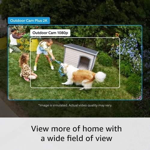 Introducing Ring Outdoor Cam Plus, Plug-In — Wide-Angle 2K Video with Ring Vision, Low-Light Sight for full-color night vision, Mount-anywhere versatility, Black