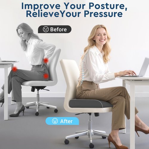 SofterCharm Seat Cushion, Memory Foam Office Chair Cushions for Long Sitting Hours, Chair Pad for Sciatica, Coccyx, Tailbone, Hip Pain & Pressure Relief, Office, Home, Car Seats,Airplane, Gray/X-Large