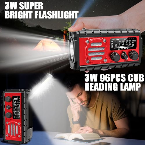 20000mah Emergency Radio, SW/NOAA/AM/FM Weather Radio, Solar Powered Hand Crank Charger with Big Battery Powered, Portable, Cellphone Charge, SOS, Flashlight for Emergency/Home