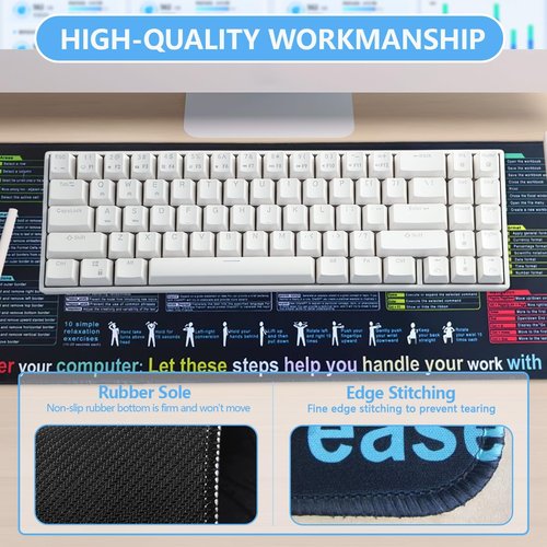 Excel Cheat Sheet Desk Pad,Contains 9 Major Excel Function modules and Common Functions,Comprehensive Shortcuts for Excel,Mouse Pad,Large XL Keyboard Mat for PC and Office