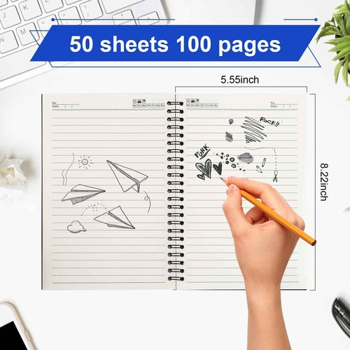 Gabotrie 36 PCS Spiral Notebook Bulk,Black Cover Lined Writing Notebooks,8.2 inch x 5.5 inch Spiral Notebooks,A5 Soft Cover Ruled Notebooks for School Office Traveler,100 Pages/50 Sheets