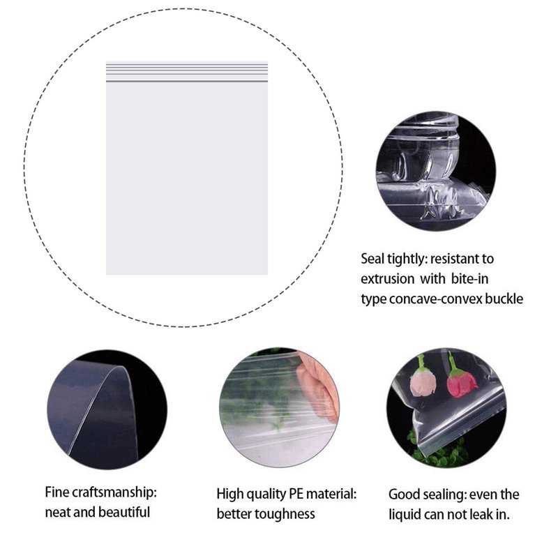 Clear Plastic Jewelry Zip Bags 200pcs 2" x 2" Small Zipper Bags for Jewelry Clear Resealable Zipper Poly Bags 2 Mil Pills Craft Beads Coins Candy Seeds Sample (12 Sizes to Choose from)