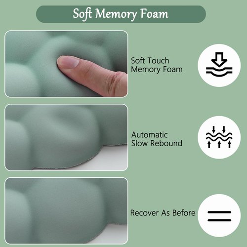 Green Cloud Mouse Pad and Keyboard Wrist Rest 4PCS Extended Forest Mountain Aesthetic Large Desk Mat Pad Set Memory Foam Non-Slip Cute Ergonomic Gaming Mouse Pad Wrist Support for Computer Home Office