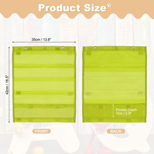 PATIKIL Magnetic Pocket Chart, Small Pocket Chart Mini Double Sided Classroom Pocket Chart Organizer Wall Hanging for Classroom Supplies, Light Green