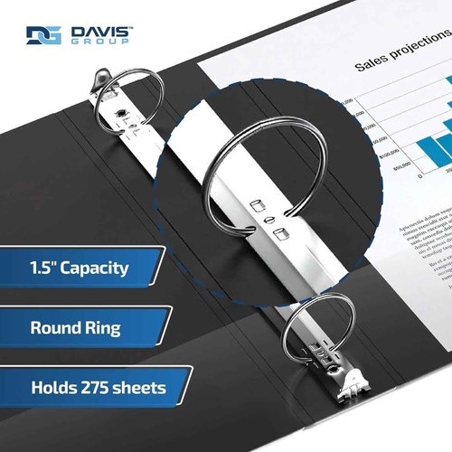 Davis Group Easyview Junior Binder, Premium Small Clear-View 3-Ring Binder for School, Office, or Home, Made in Canada, 1.5-Inch Mini Binder, 8.5"x5.5", Black
