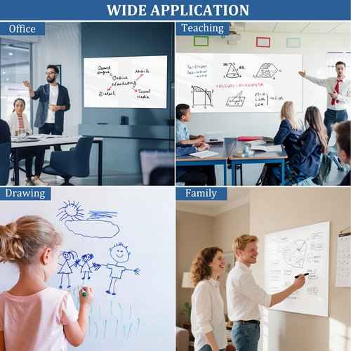2 Pieces Magnetic Dry Erase whiteboard Paper with self Adhesive Backing Adhesive, 24“ x 18”, Easy to Write and Clean, for Kids Home playroom Office, Peel and Stick Wallpaper.