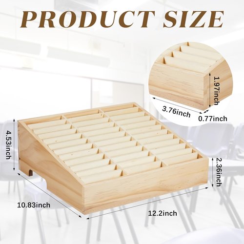 CroBlissful 2 Pcs 36 Grid Wooden Cell Phone Holder Classroom Wood Cell Phones Storage Box Desktop Mobile Phone Organizer for School Classroom Office
