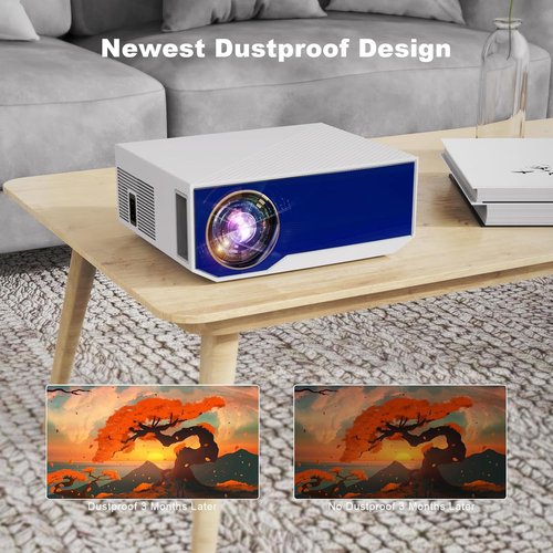 ZDK Native 1080P 18000 Lumen 4K Supported Projector with wifi and bluetooth, Bedroom Outdoor Indoor Projector Compatible with Smartphone, HDMI, USB, AV, Fire Stick, PS5 for Home, Bedroom, Outdoor Use