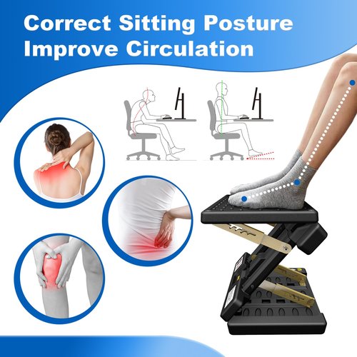 Arejonner Foldable Foot Rest, Computer Foot Rest Under Desk, 12Modes Adjustable Ergonomic for Office, Loading Capacity 80 pounds, Removable Soft Cloth Pad, Yellow