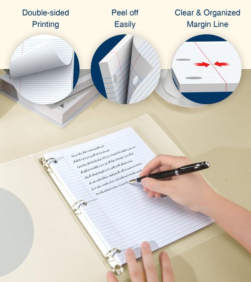 PINJINGPRO Loose Leaf Paper, Notebook Paper, 8 x 10.5 College Ruled Paper, 3 Hole Punch Binder Paper, Lined Paper for 3 Ring Binders, College Ruled Paper, 100 Sheets/Pack Filler Paper (2 Pack)