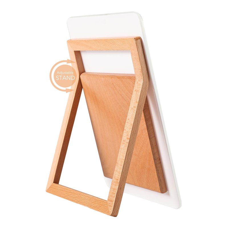 Yeoux Desktop Glass Whiteboard with Reversible Wood Stand 9.5"x6.7"