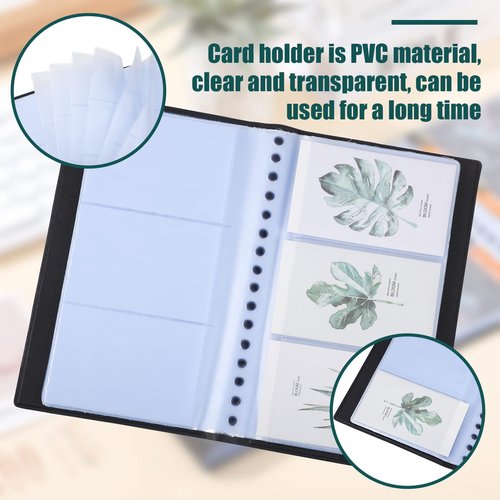 6 Pcs Leather Business Card Book Holder Organizer Sleeve Storage Business Card Holder Organizer 300 Cards Portable Credit Card Organizer Business Card Binder for Men Women Office
