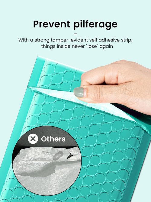 GSSSUSA Bubble Mailers - 4x8 Inch Padded Envelopes | Self-Seal Shipping Bags for Jewelry & Small Business - Teal, 50 Pack