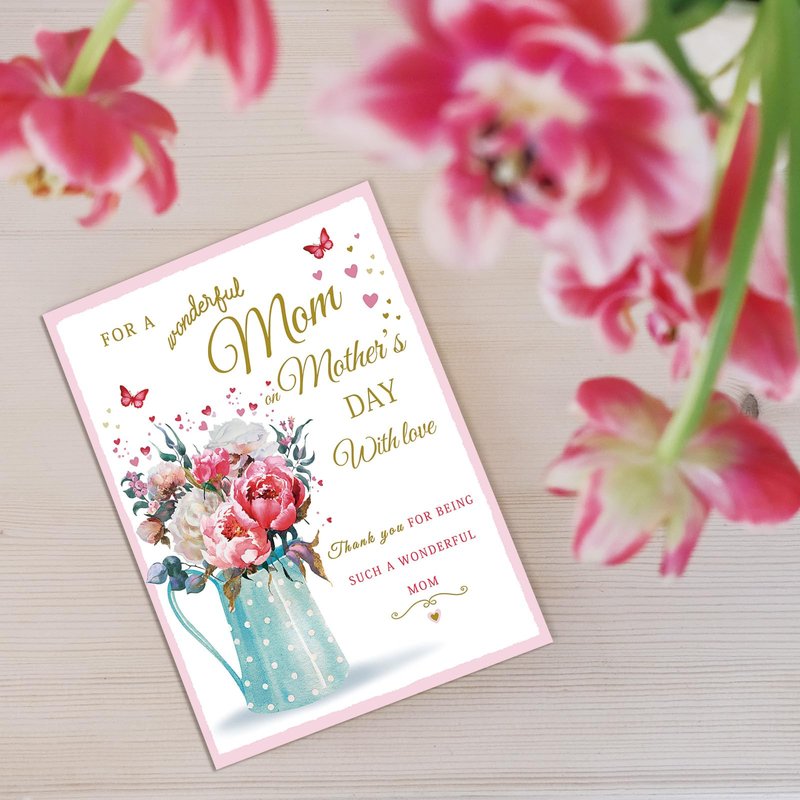 Soupklop Sentimental Mother's Day Card for Mom, Happy Mother's Day Mom Card, Beautiful Floral Mothers Day Gift for Mom from Daughter or Son