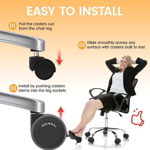 3 Inch Office Chair Wheels Replacement Rubber-Like Caster Wheel Set of 5 - Dual Wheel Heavy Duty 660LB, Quiet Smooth Rolling for Hardwood Floors & Carpet (Not for 1KEA Chairs)