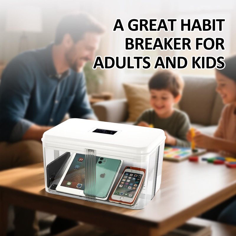 Timed Lock Box, Phone Lock Box with 'Built-in Calendar' Feature, XL Time-Locking Container 13’’x 8.5’’x 7.5’’, Timed Lock Safe for Cell Phones, Snacks and Other Tempting Items