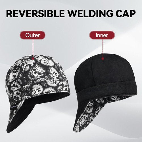 ARCCAPTAIN Reversible Welding Cap, 8 Panel Protective Cap, 10 oz Fireproof Cotton Comforts for Safety and Protection While Welding to Men Women, 7 1/8