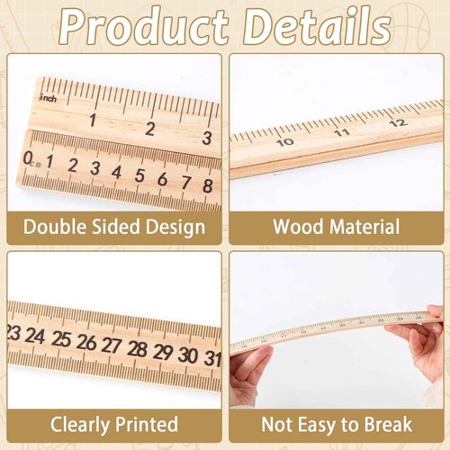 gisgfim 36 Pack 39 Inches Wood Double Sided Meter Stick Yard Stick Wood Economy Meterstick Wooden Ruler 100 Centimeters Measuring Yardstick Bulk School Classroom Home Office Kid Measuring Tailor Craft
