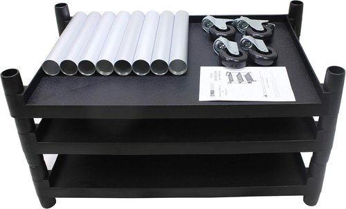 MaxWorks 80774 Utility Plastic Cart - 3 Shelves with Wheels, 225 Lbs Capacity, Black