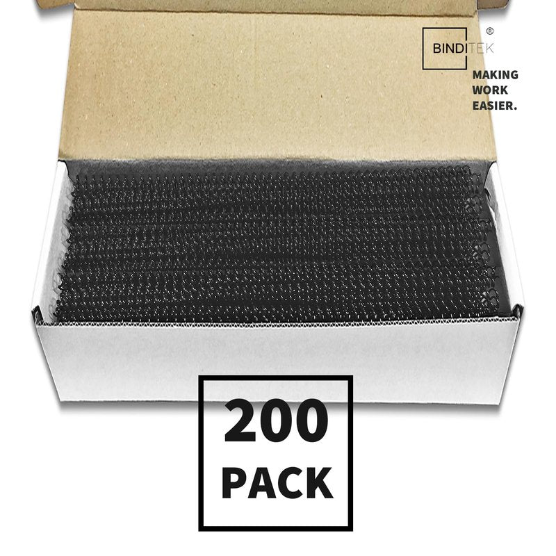 Binditek 200 Pack Plastic Spiral Binding Coils, 6mm(1/4"), 30 Sheet Capacity, 4:1 Pitch, Black, 48Loops, for Letter Size, for Students and Coworkers