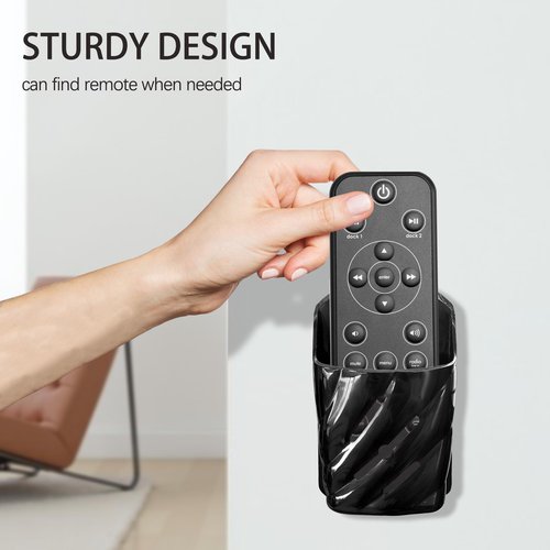 KOXHERO Remote Control Holder Wall Mount 6Pcs Stylish Organizer ABS Plastic Storage Box for TV AC Fan Remotes, No-Drill Adhesive or Screw Installation for Bedroom Headboard Office (Black)