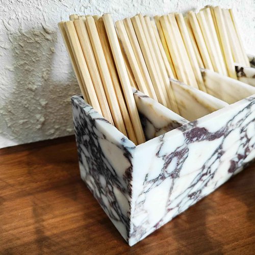 5-Tier Marble Desktop Organizer for Office & Beauty Tools - Stackable Makeup Brush Storage, Coffee Accessories Holder with Natural Stone Pattern, Multi-Layer Countertop Tray