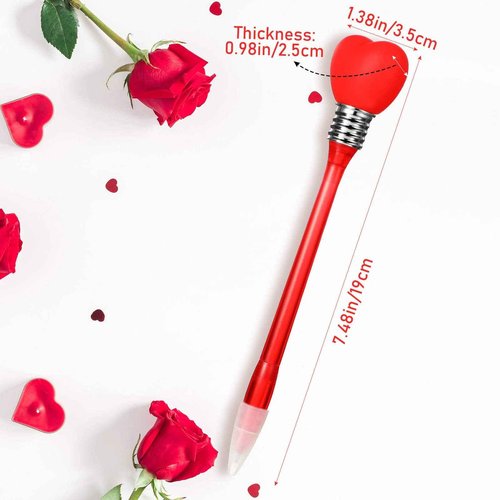 Zonon 36 Piece Valentine‘s Day Pen Heart LED Ballpoint Ink Pen Glow in The Dark Valentine‘s Day Party Favors Office Supplies(Chic Style)
