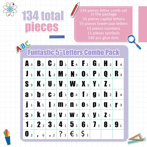 Mooliwe 134 Pcs 5 Inch Bulletin Board Letters for Classroom Alphabet Numbers Combo Set Cutouts Letter for Bulletin Board Display Chalkboard School Decor (Boho Pastel)