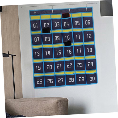 Anneome Classroom Pocket Chart Organizer with Phone and Calculator Holder for Teachers Wall Hanging Storage Bag with Hooks for Efficient Study and Organization