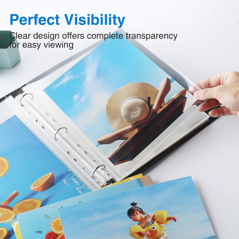Sooez 30 Pack Heavy Duty Photo Sleeves for 3 Ring Binder (for 60 Pictures), Clear Archival Sleeves, 8x10 & 8.5x11