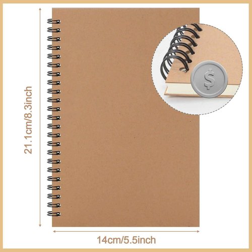 Epakh 22 Pack A5 Spiral Notebook with Kraft Cover, Back to School Hardcover Spiral Journal Notebook 5.5 x 8.3 Inch, First Day of School Travel Journal Notepad, 50 Sheets 100 Pages(Brown,Lined)