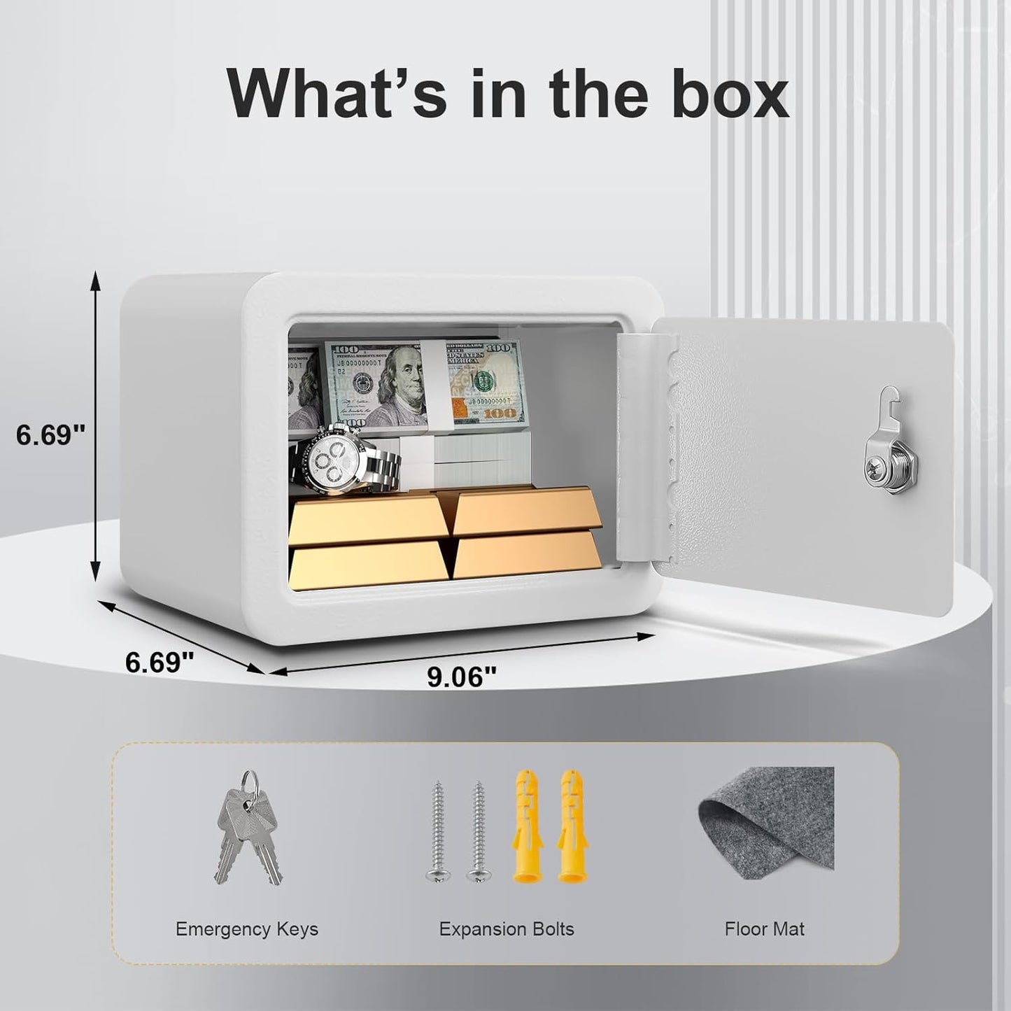 0.23 Cubic Small Safe Box for Home, Mini Safes for Kids, Pink Safe with Key, Security Cabinet Safes with Cutting-edge Bending, Lock Box with Keys for Money Cash, 6.69x 9.06x 6.69 Inches, Pink