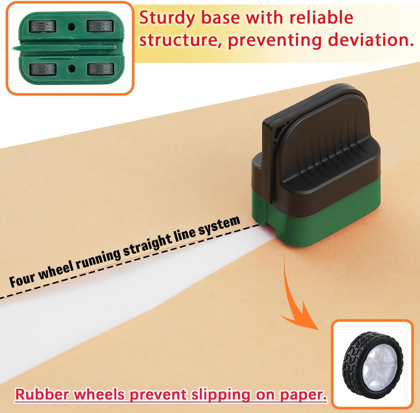 LIZAAL 2-Pack Wrapping Paper Cutter with Wheels | Straight Line Gift Wrap Cutter for Birthday and Christmas, Fits Various Rolls and Papers, Includes 2 Replaceable Blades (Black & Red)