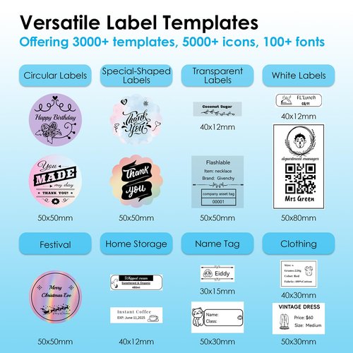 KNAON Bluetooth Label Maker Machine with Tape, Y50P Portable Thermal Sticker Maker for Home Office, Small Bussiness & School – Logo Stickers Printer – Includes 230 Labels, Black