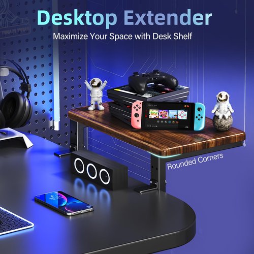 3 in 1 Clamp on Desk Extension & Monitor Shelf,16.5" Desktop Organizer, Adjustable Height Heavy Duty Desk Shelf Organizer for Gaming,Printer Stand,Computer Monitor and Laptop Riser,Office Accessories