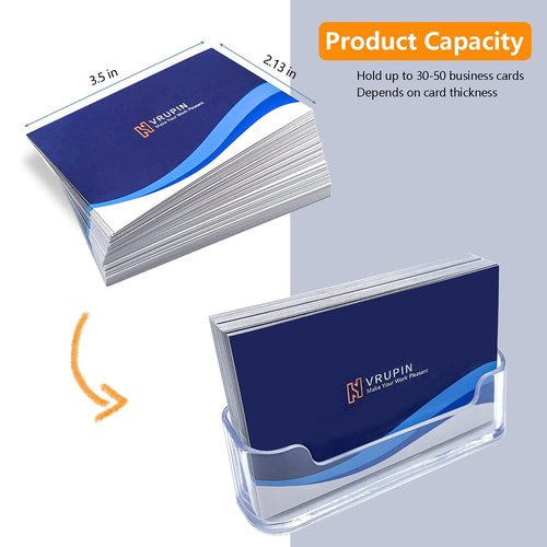 vrupin Business Card Holder for Desk - 16 Pack Acrylic Business Card Holder , Fits 30-50 Business Cards Display Business Card Stand Desktop Business Card Holders for Exhibition