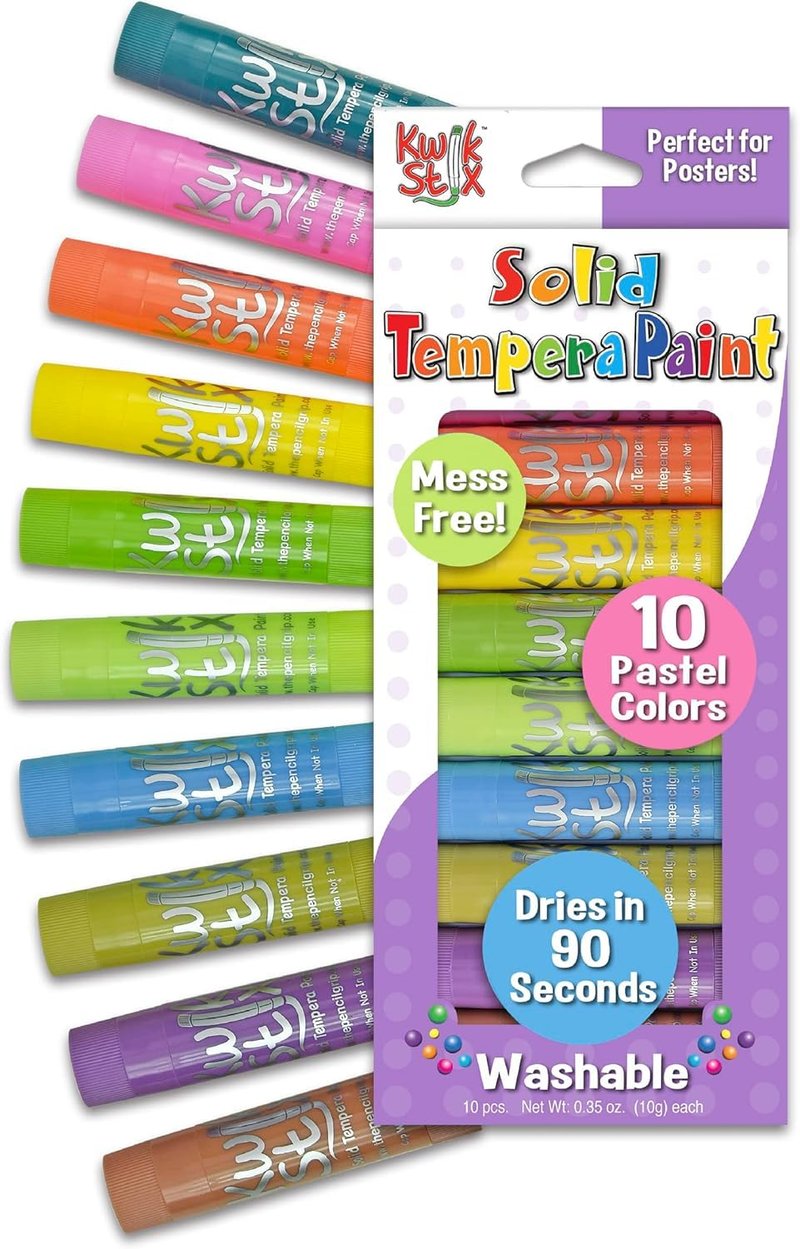 The Pencil Grip Kwik Stix Tempera Paint, Pastel Tones, 10 Colors