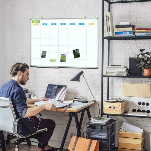 Lockways Dry Erase Calendar Whiteboard, Monthly Dry Erase Calendar Whiteboard 36x24 Inches- Aluminum Framed Wall- Mounted Planner
