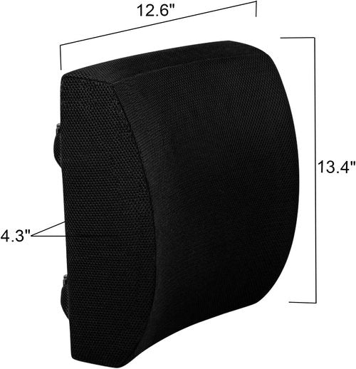 Regine Switzerland Lumbar Pillow - Memory Foam Back Support Cushion for Office & Car - Black