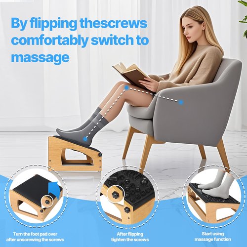XINGMIAOWJ Ergonomic Foot Rest, 4 Adjustable Height Foot Stool,Footrest Under Desk, Flip Over Office Desk Foot Rest, Improving Posture, Promoting Blood Circulation(Natural)