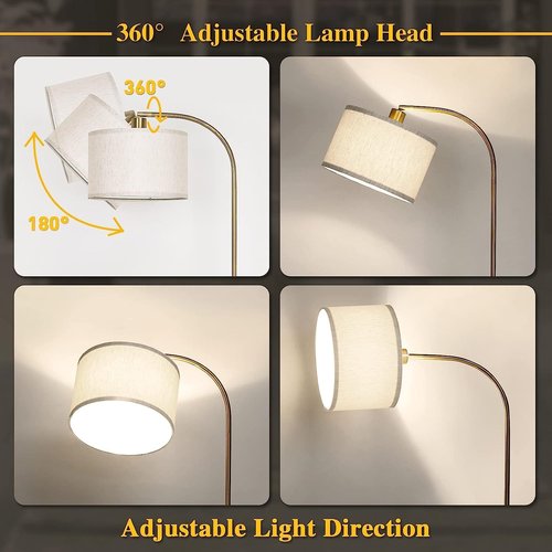 Boncoo LED Floor Lamp - Fully Dimmable Modern Arc Design with Adjustable Drum Shade | Tall Reading Light for Living Room & Bedroom