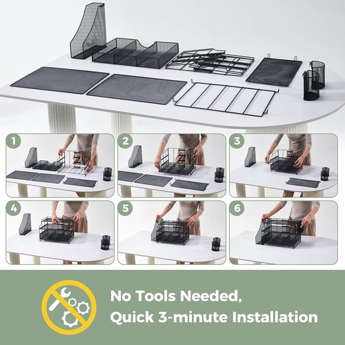 Regine Switzerland 4-Tier Desk Organizer - Mesh Letter Tray with Drawer | Vertical File Holder for Office Supplies