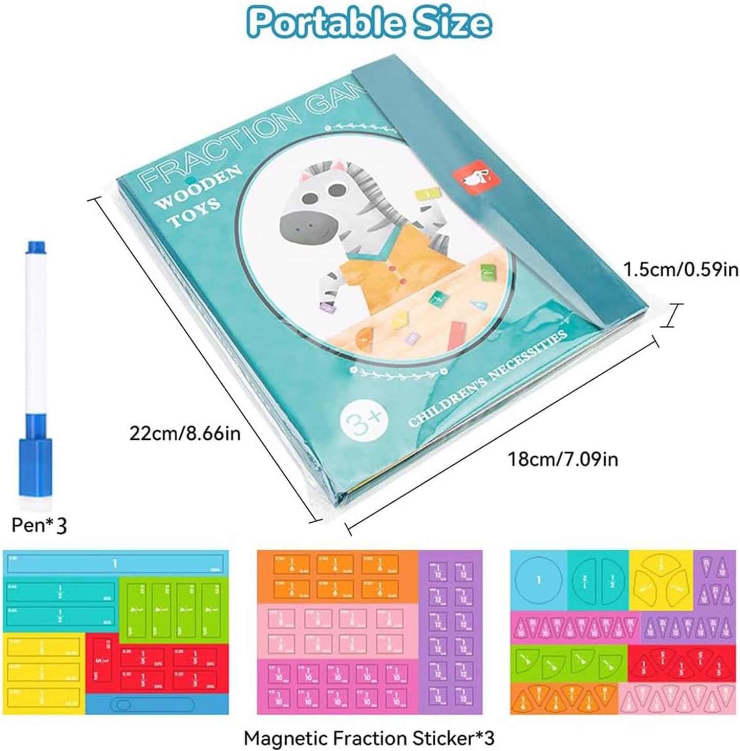 Skiennix Magnetic Fraction Demonstration Book - Engaging Educational Math Puzzle for Kids | Interactive Tiles Set