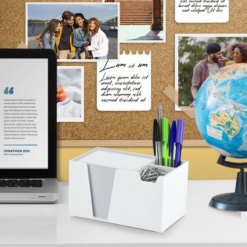 Acrimet Desktop Organizer Pencil, Pen, Paper, Clip, Caddy Holder (Plastic) (White Paper Included) (White Color)