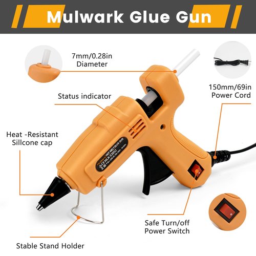 Mulwark Hot Glue Gun and Sticks Set - High-Temp Mini Glue Gun with 30 Glue Sticks - Perfect for DIY Crafts, Repairs, Home, Office & School Projects - 20W Premium Mini Hot Glue Gun