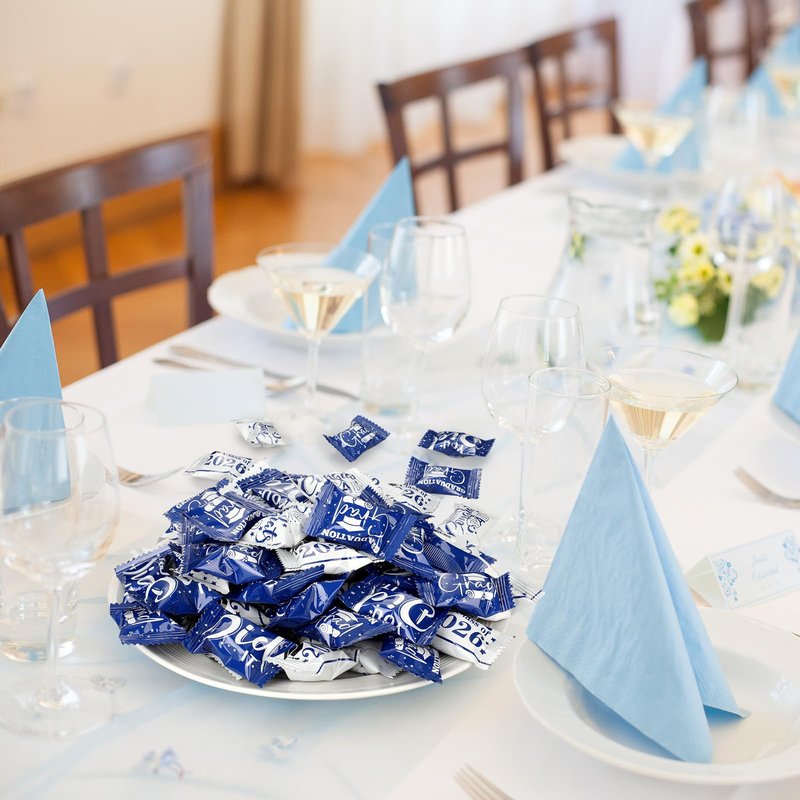 Naucoos Congrats Graduation Candies Class of 2026-26.5 oz Bag 150 Pcs Individually Wrapped Congratulations Goody Treat Sweets Grad Mint Candy for Adults Graduations Party Favors(Blue and White)