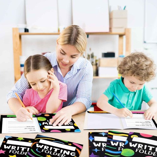 Kisston 36 Pcs Writing Folders with Pockets Bulk Writing Process 4 Pocket Folders Classroom Teaching Supplies for Students Teacher Classroom Kids (Colorful)