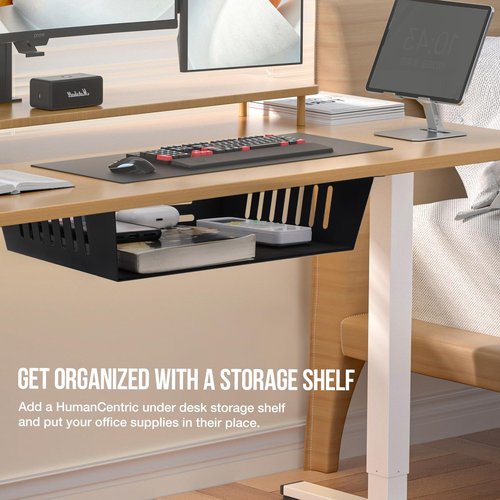 2 Pack Under Desk Shelf - Under Desk Storage Shelf Metals,Under Desk Organizer - Black Under Shelf Storage for Office Tables & Workstations(11 Inch)