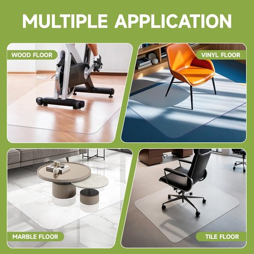 SOONAN Office Chair Mat for Hardwood Floor, 63" x 51" x 0.08" Clear Office Floor Mat, 0.08" Thickness Heavy Duty Computer&Desk Chair Mat,Floor Protector Chair Mats